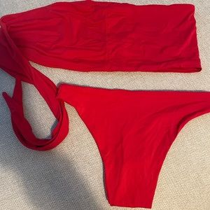 COPY - 437 red bandeau bikini set